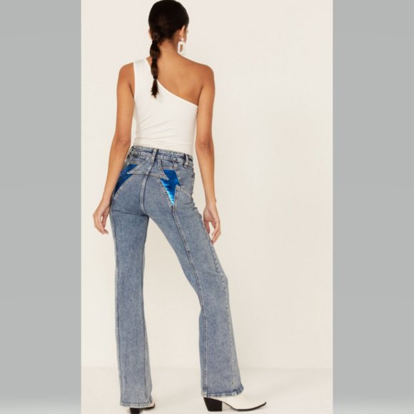 Free People Thunderbird Flare in Electric Blue Size 31 NWT - Picture 1 of 13
